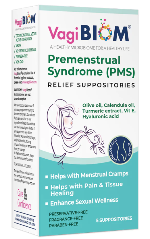 Pre-Menstrual Syndrome (PMS) Relief Suppositories - 5 Suppositories, by Biom Probiotics
