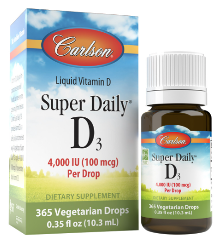 Super Daily® D3 4,000 IU (100 mcg) Per Vegetarian Drop 10.3 ml (365 Drops), by Carlson