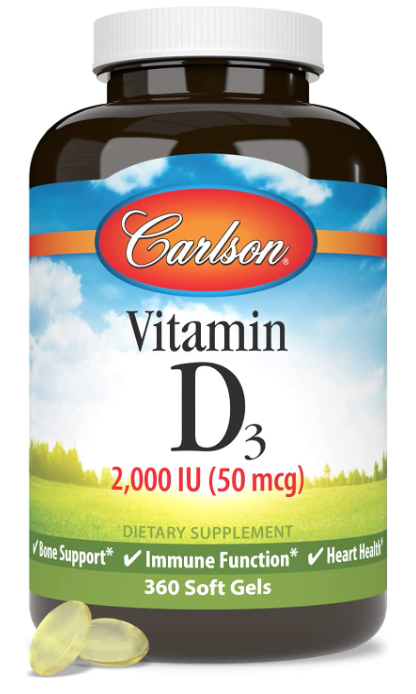 Vitamin D3, 2000 IU (50 mcg), 360 Soft Gels, by Carlson