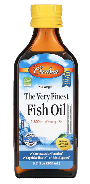 The Very Finest Fish Oil, Lemon, 1600 mg Omega-3s, 6.7 fl oz (200 mL), by Carlson