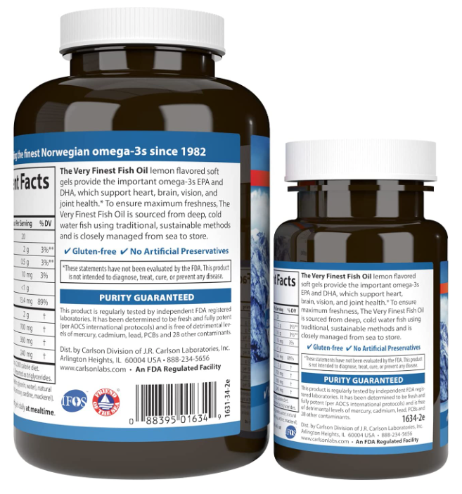 The Very Finest Fish Oil, Lemon, 700 mg 120 + 30 Soft Gels, by Carlson