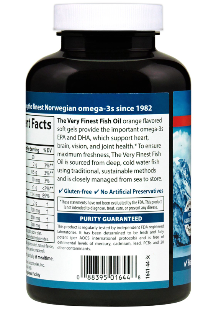 The Very Finest Fish Oil, Orange, 700 mg 120 + 30 Soft Gels, by Carlson