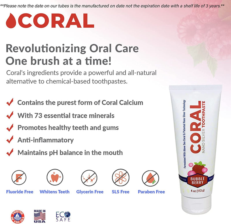 Coral Nano Silver Bubble Berry Toothpaste - 4oz