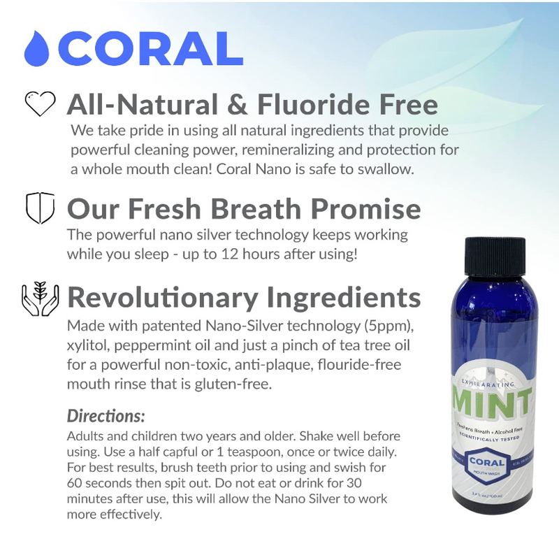 Coral Nano Silver Mouthwash Mint (3.4 oz)