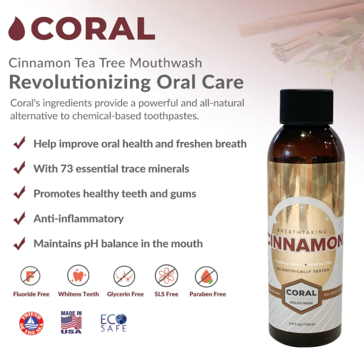 Coral Nano Silver Mouthwash Cinnamon (3.4 oz)