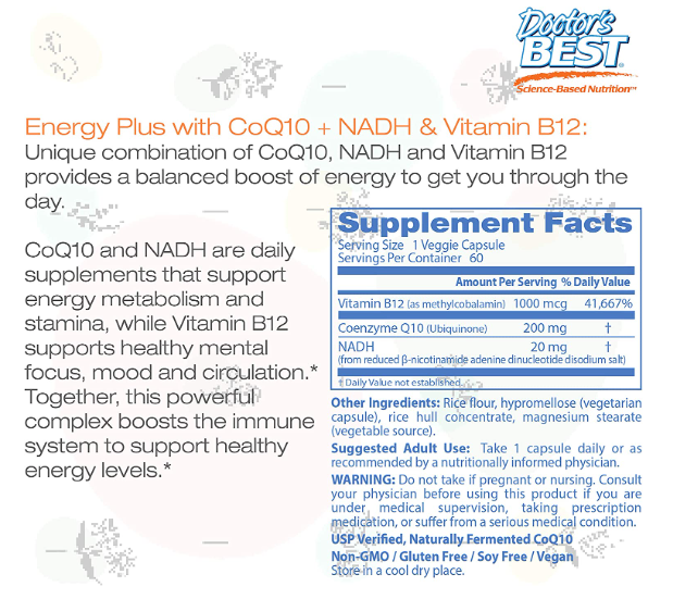 Energy + CoQ10, NADH & B12 60 Veggie Caps, by Doctor&