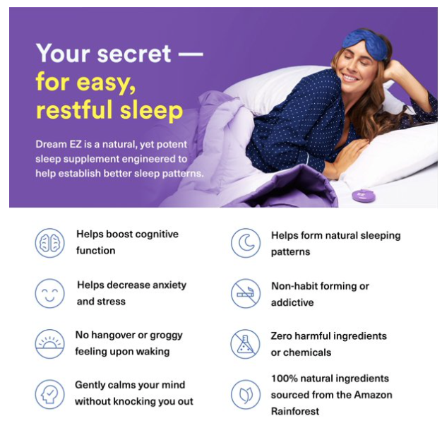 Dream EZ Natural Sleep Support Sleeping Pill - 12 Count, by EZ Lifestyle
