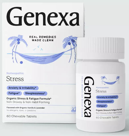 Stress, 60 Vanilla & Lavender Chewable Tablets, by Genexa