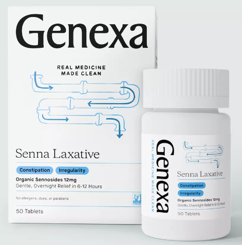 Senna Laxative, Gentle, Overnight Relief, 50 Tablets, by Genexa