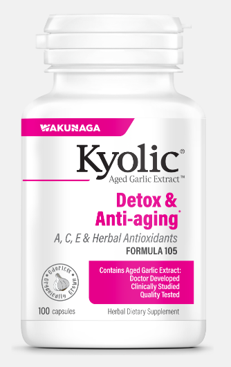 Formula 105 Aged Garlic Extract Detox and Anti-Aging 100 Capsules, by Kyolic