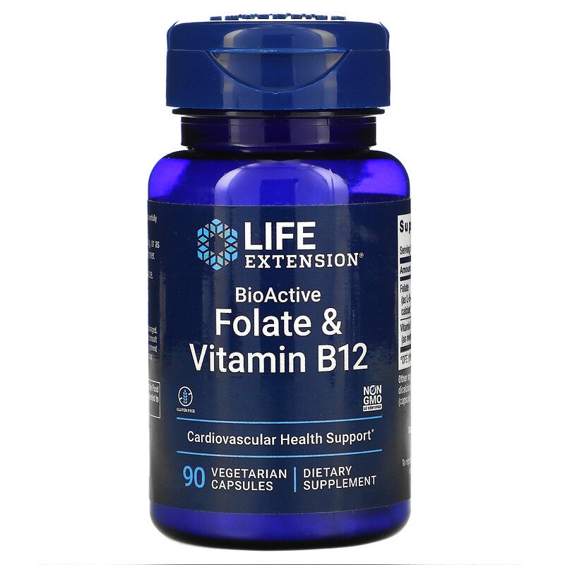 BioActive Folate & Vitamin B12 90 Vegetarian Capsules by Life Extension best price