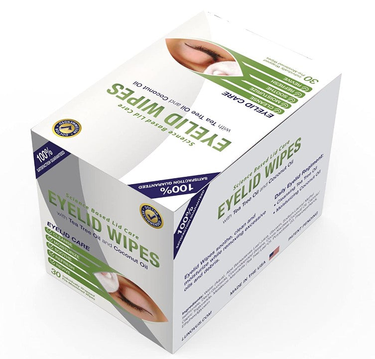 Blephadex Eyelid Wipes - 30 Cleansing Wipes with Tea Tree & Coconut Oil, by Lunovus
