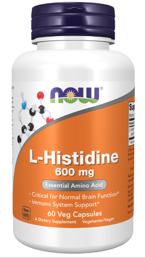 L-Histidine 600 mg 60 Veg Capsules, by Now
