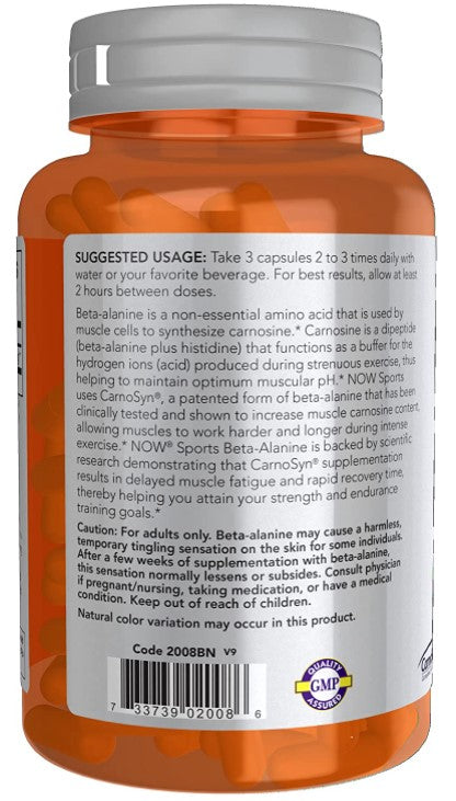Beta-Alanine 750 mg 120 Veg Capsules, by NOW