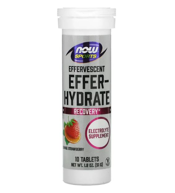 Effer-Hydrate, Orange Strawberry, 10 Tablets, 1.8 oz (51 g) by NOW Foods