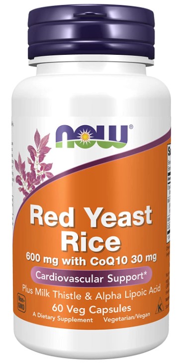 Red Yeast Rice 600 mg with CoQ10 30 mg, 60 Veg Capsules, by NOW