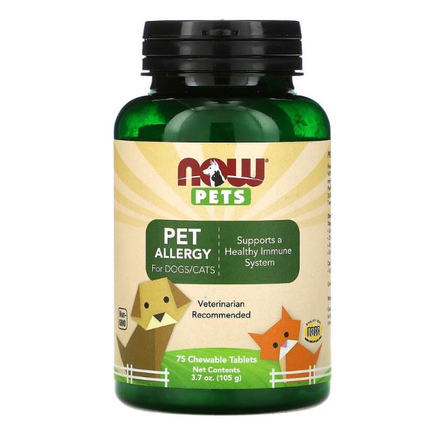 Pet Allergy for Dogs/Cats 75 Chewable Tablets by NOW Pets