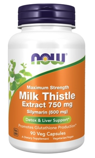 Maximum Strength Silymarin Milk Thistle Extract 750 mg 90 Veg Capsules, by NOW