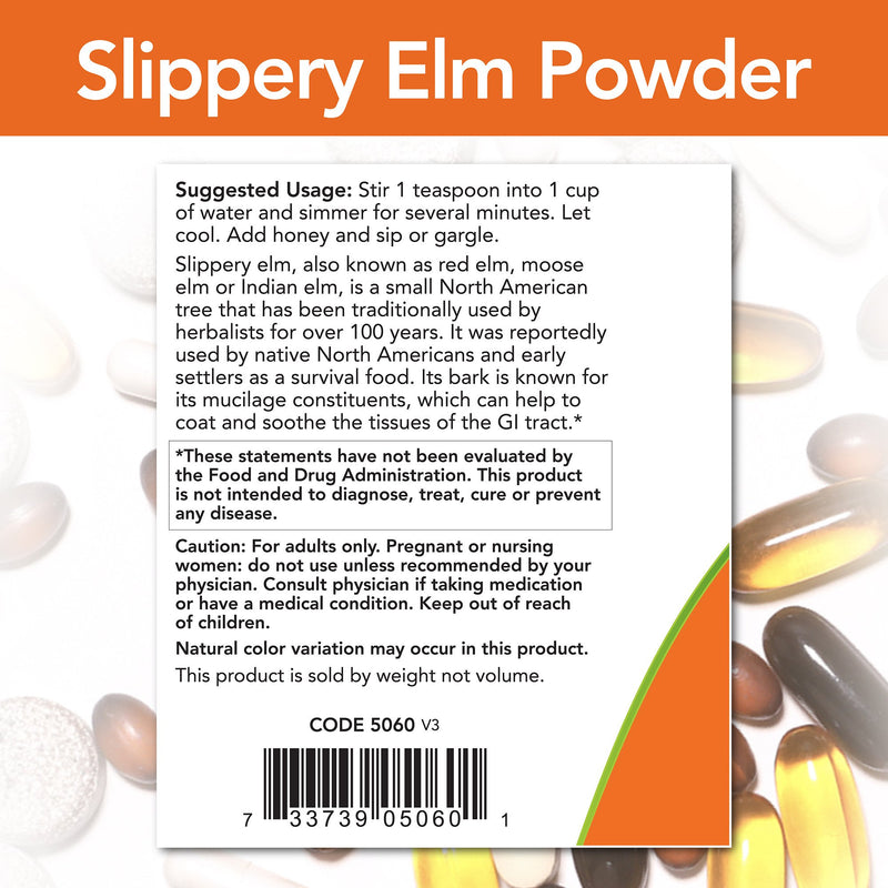 Slippery Elm Powder 4 oz (113 g) | By Now Foods - Best Price