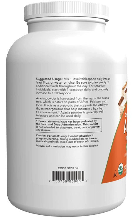 Organic Acacia Pure Powder, 12 oz (340 g) by NOW