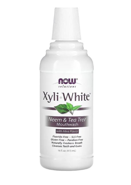 Xyli-White Mouthwash, Fluoride-Free, Neem & Tea Tree with Mint, 16 fl oz (473 ml) by NOW