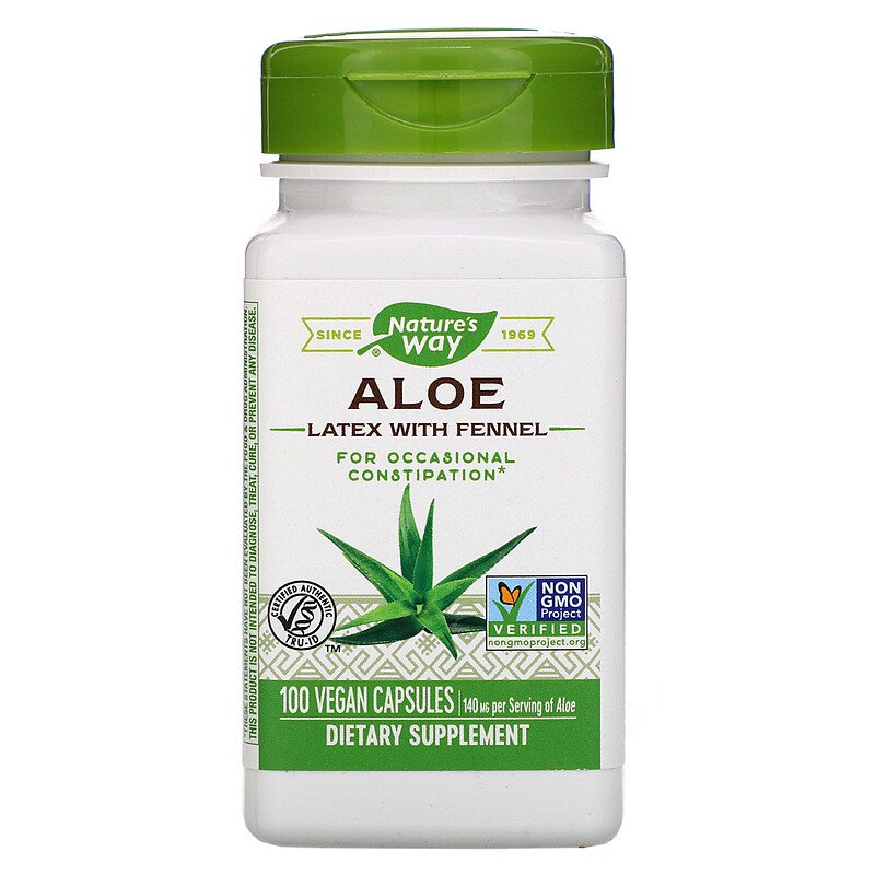 Aloe Latex With Fennel 140 mg 100 Vegetarian Capsules by Nature&