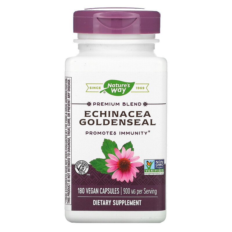 Echinacea Goldenseal 450 mg 180 Vegetarian Capsules by Nature&