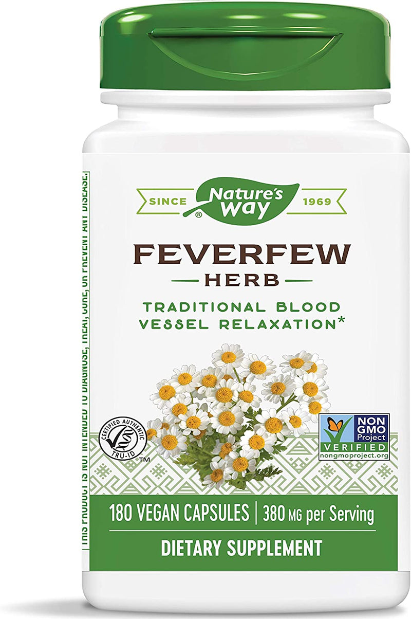 Feverfew Leaves 380 mg 180 Vegetarian Capsules