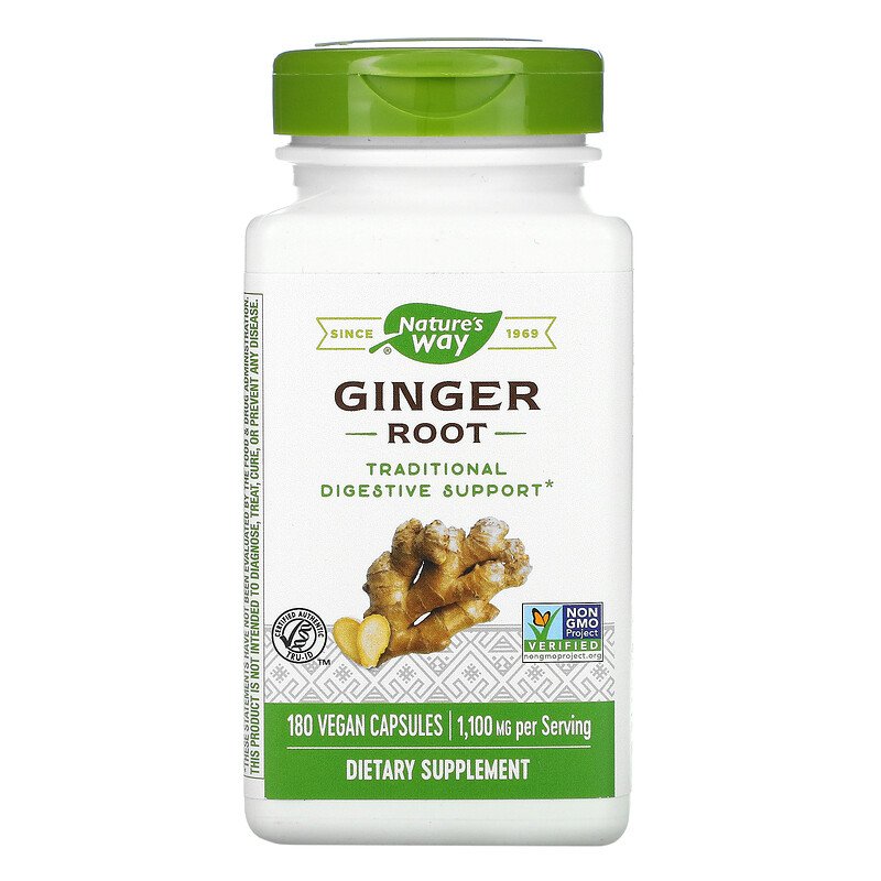 Ginger Root 550 mg 180 Vegetarian Capsules by Nature&