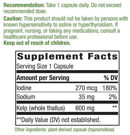 Kelp 600 mg 180 Vegetarian Capsules