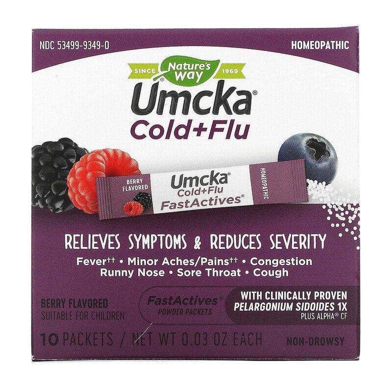 Umcka FastActives Cold+Flu Relief Berry Flavor 10 Packets by Nature&