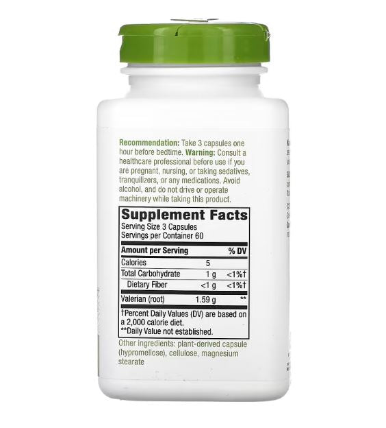 Valerian Root 1,590 mg 100 Vegan Capsules by Nature&