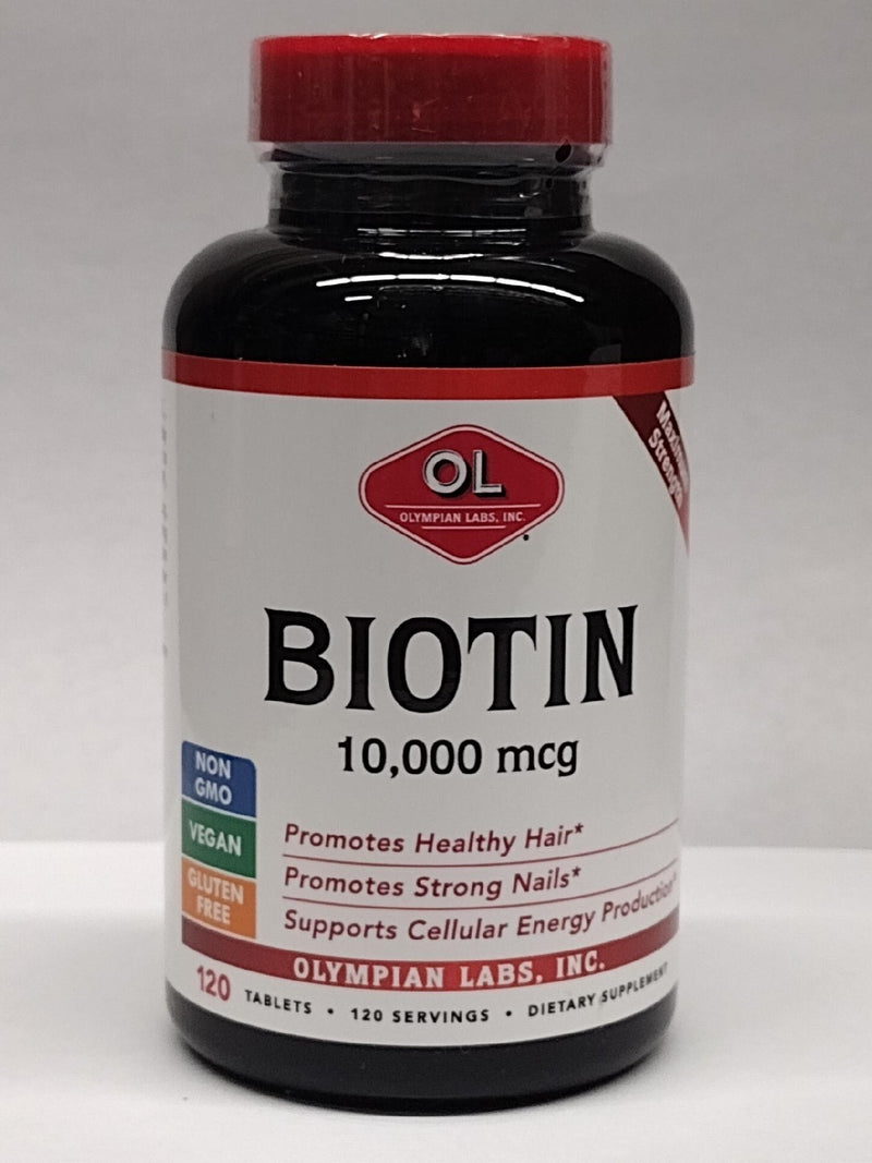 Biotin 10,000 mcg 120 Tablets, by Olympian Labs