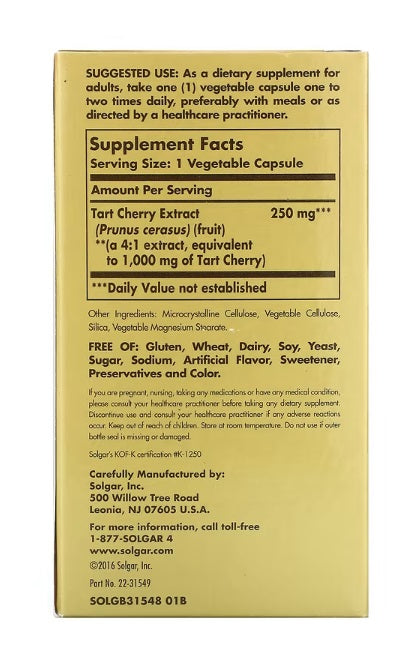 Tart Cherry Extract 1,000 mg 90 Vegetable Capsules