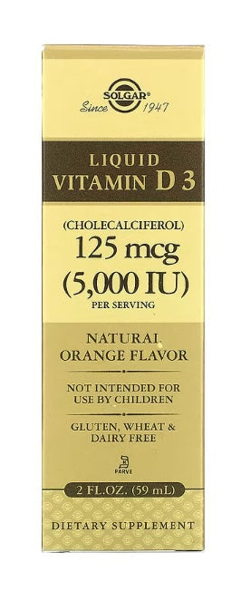 Liquid Vitamin D3 Natural Orange Flavor 125 mcg (5,000 IU) 2 fl oz (59 ml)
