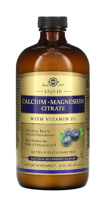 Calcium Magnesium Citrate Liquid with Vitamin D3 Natural Blueberry 16 fl oz (473 ml)