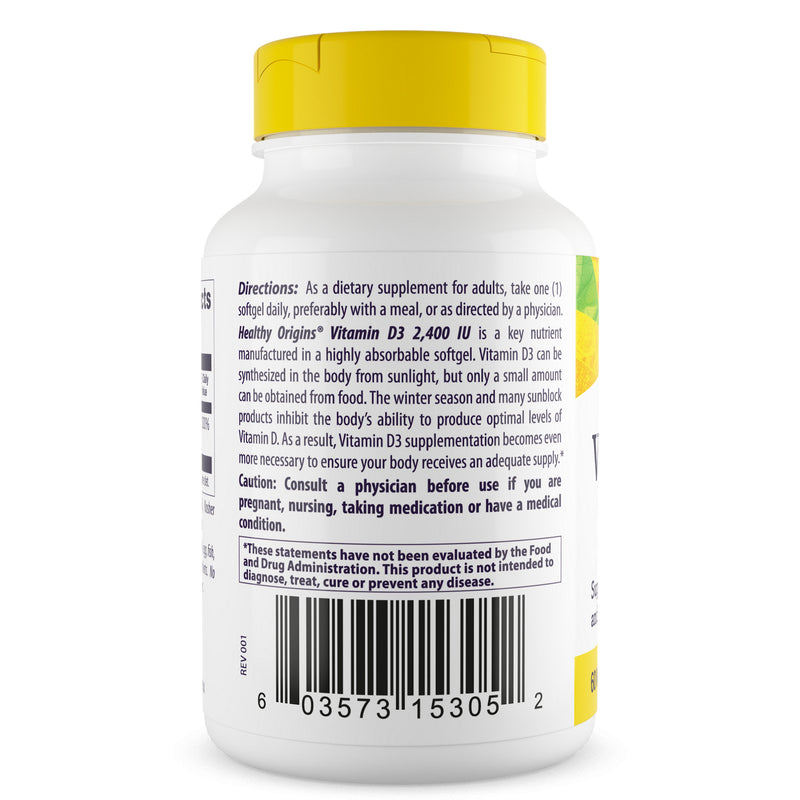 Vitamin D3 2,400 IU 120 Softgels by Healthy Origins best price