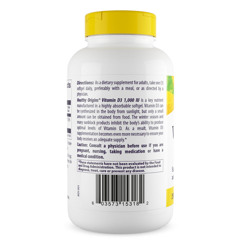 Vitamin D3 1,000 IU 360 Softgels by Healthy Origins best price