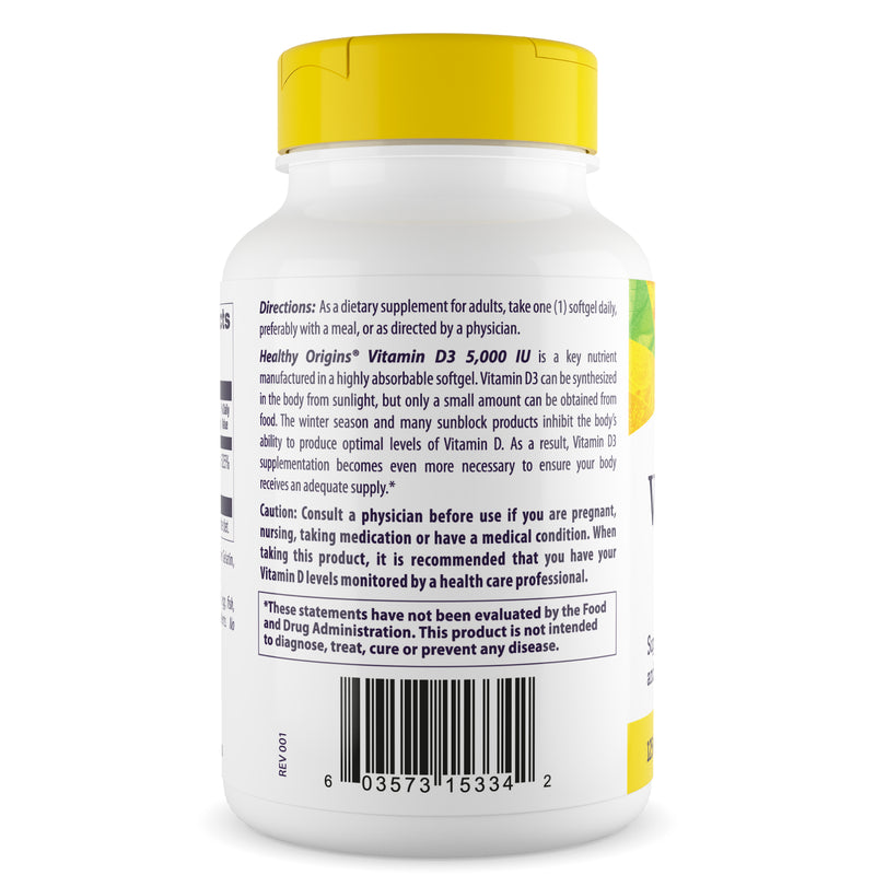 Vitamin D3 5,000 IU 120 Softgels by Healthy Origins best price