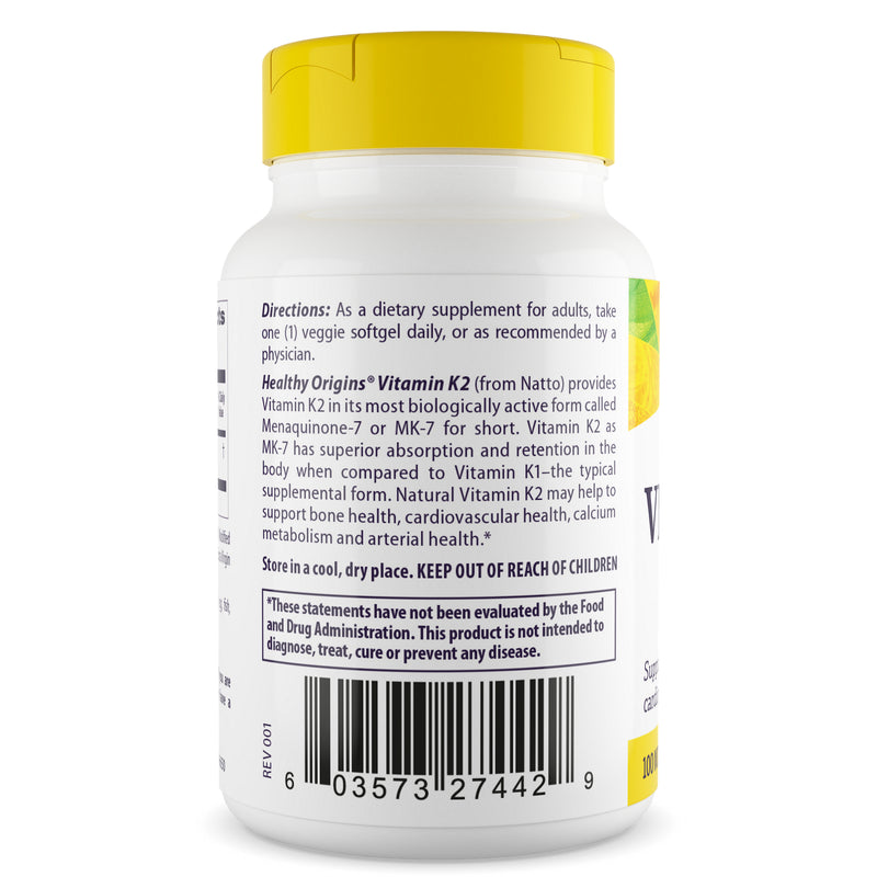 Vitamin K2 as MK-7 100 mcg 60 Veggie Softgels by Healthy Origins best price