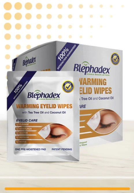 Blephadex Warming Eyelid Wipes - 30 Cleansing Wipes with Tea Tree & Coconut Oil, by Lunovus