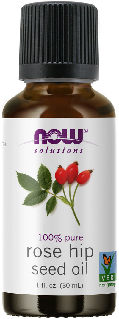 NOW Solutions, Rose Hip Seed Oil, 100% Pure, Nourishing and Renewing, For Facial Care, Vegan, Child Resistant Cap, 1-Ounce