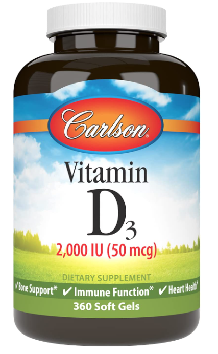 Vitamin D3, 2000 IU (50 mcg), 360 Soft Gels, by Carlson