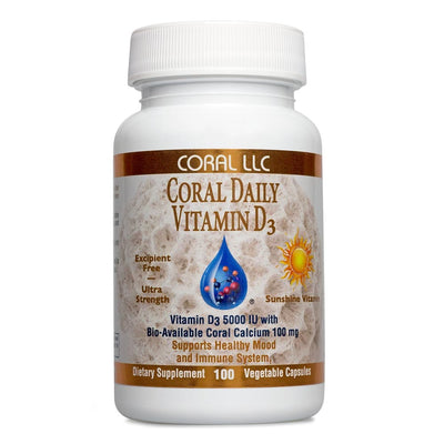 Coral Daily Vitamin D3 5000 IU 100 Vegetable Capsules by Coral Calcium best price