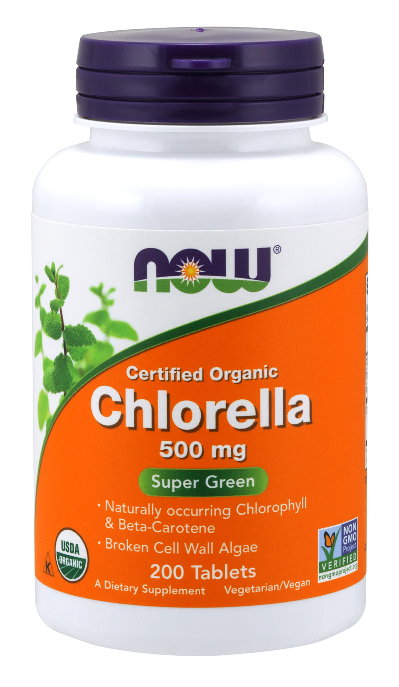 Chlorella Certified Organic 500 mg 200 Tablets | By Now Foods - Best Price