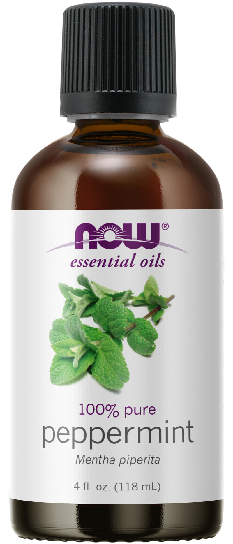 NOW Essential Oils, Peppermint Oil, Invigorating Aromatherapy Scent, Steam Distilled, 100% Pure, Vegan, Child Resistant Cap, 4-Ounce