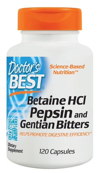 Betaine HCl Pepsin and Gentian Bitters 120 Capsules