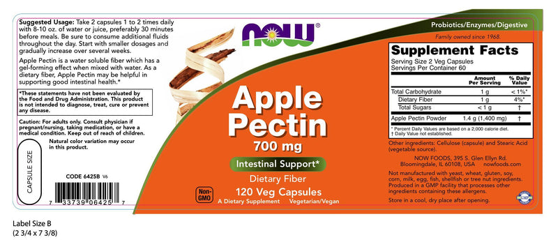 Apple Pectin 700 mg 120 Capsules | By Now Foods - Best Price