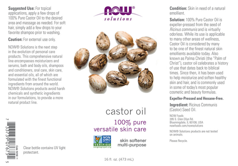 Now Solutions - Castor Oil 16 fl oz (473 ml)