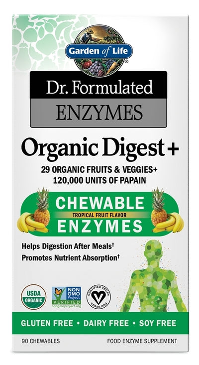 Dr. Formulated Enzymes Organic Digest+ Tropical Fruit Flavor 90 Chewables
